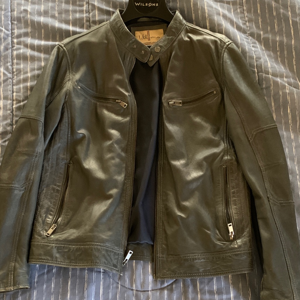 Wilson Men's Dark Gray Leather Jacket S